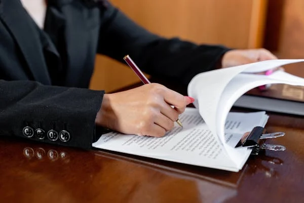 Malpractice lawyers discussing case with client